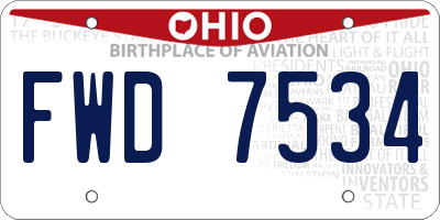 OH license plate FWD7534