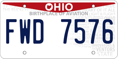 OH license plate FWD7576