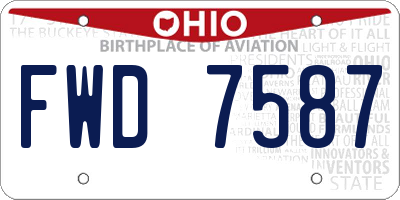 OH license plate FWD7587
