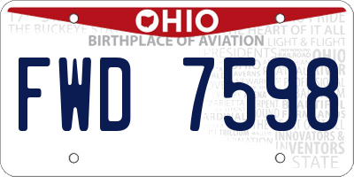 OH license plate FWD7598
