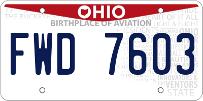 OH license plate FWD7603
