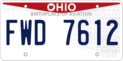 OH license plate FWD7612
