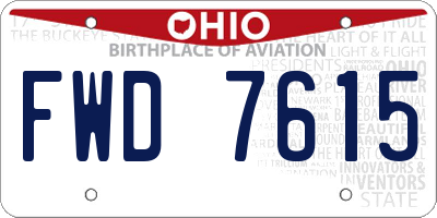 OH license plate FWD7615