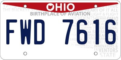 OH license plate FWD7616