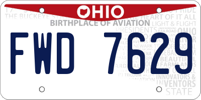OH license plate FWD7629
