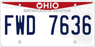 OH license plate FWD7636