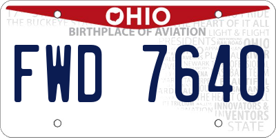 OH license plate FWD7640