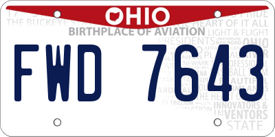 OH license plate FWD7643