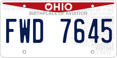 OH license plate FWD7645
