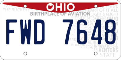 OH license plate FWD7648