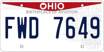 OH license plate FWD7649