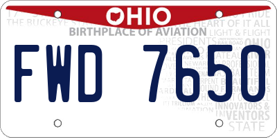 OH license plate FWD7650