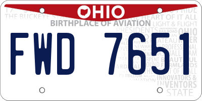 OH license plate FWD7651
