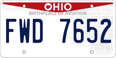 OH license plate FWD7652