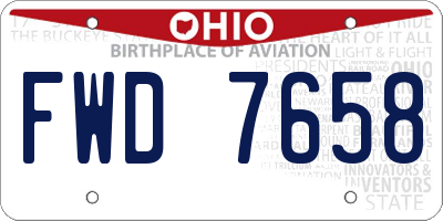 OH license plate FWD7658