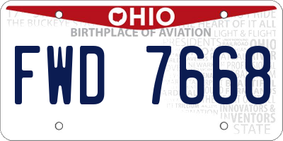 OH license plate FWD7668