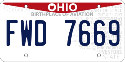 OH license plate FWD7669