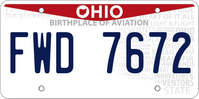 OH license plate FWD7672
