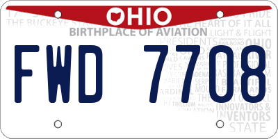OH license plate FWD7708