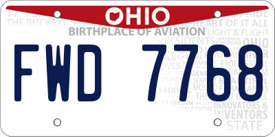 OH license plate FWD7768