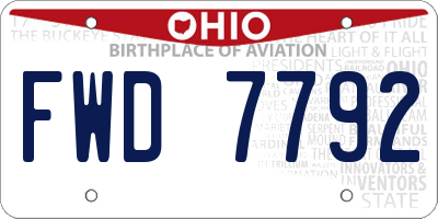 OH license plate FWD7792