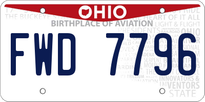 OH license plate FWD7796