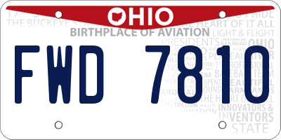 OH license plate FWD7810