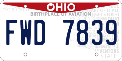 OH license plate FWD7839