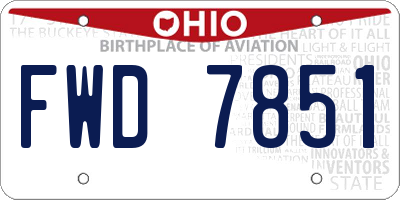 OH license plate FWD7851