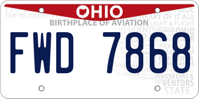 OH license plate FWD7868