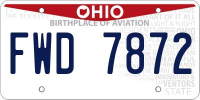 OH license plate FWD7872
