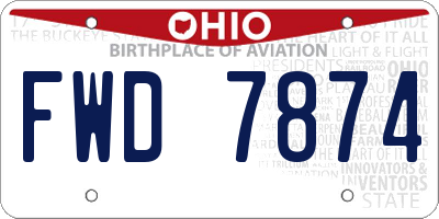 OH license plate FWD7874