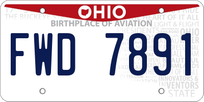 OH license plate FWD7891