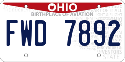 OH license plate FWD7892