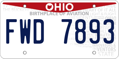 OH license plate FWD7893