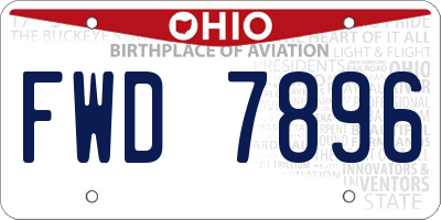 OH license plate FWD7896