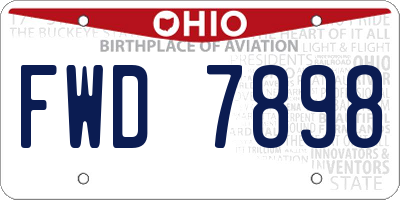 OH license plate FWD7898
