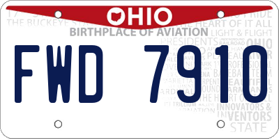 OH license plate FWD7910