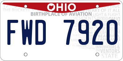 OH license plate FWD7920