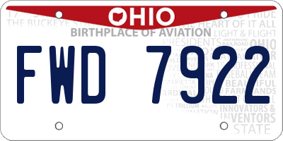 OH license plate FWD7922