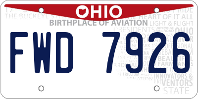 OH license plate FWD7926