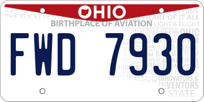 OH license plate FWD7930