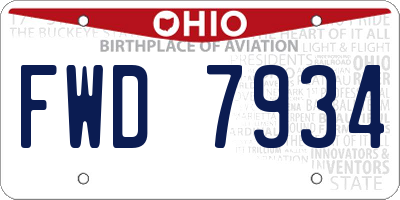 OH license plate FWD7934