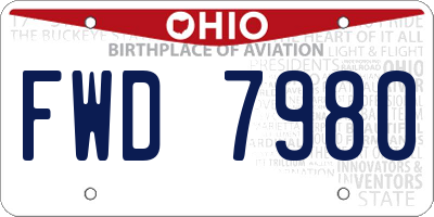 OH license plate FWD7980