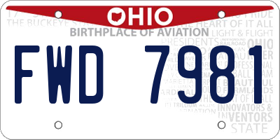 OH license plate FWD7981