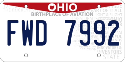 OH license plate FWD7992
