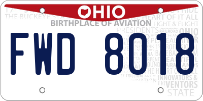OH license plate FWD8018