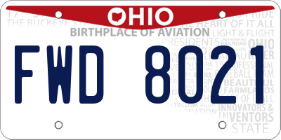 OH license plate FWD8021