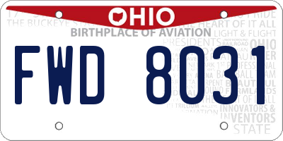 OH license plate FWD8031