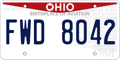OH license plate FWD8042